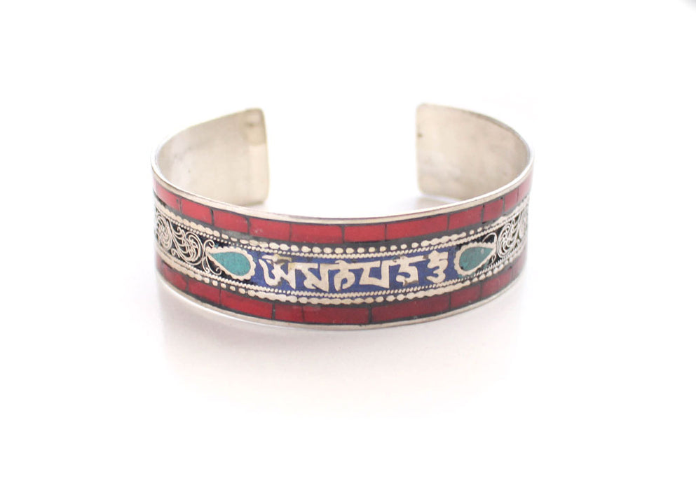 Om Mani Mantra Encarved Tibetan Wrist Bracelet - nepacrafts