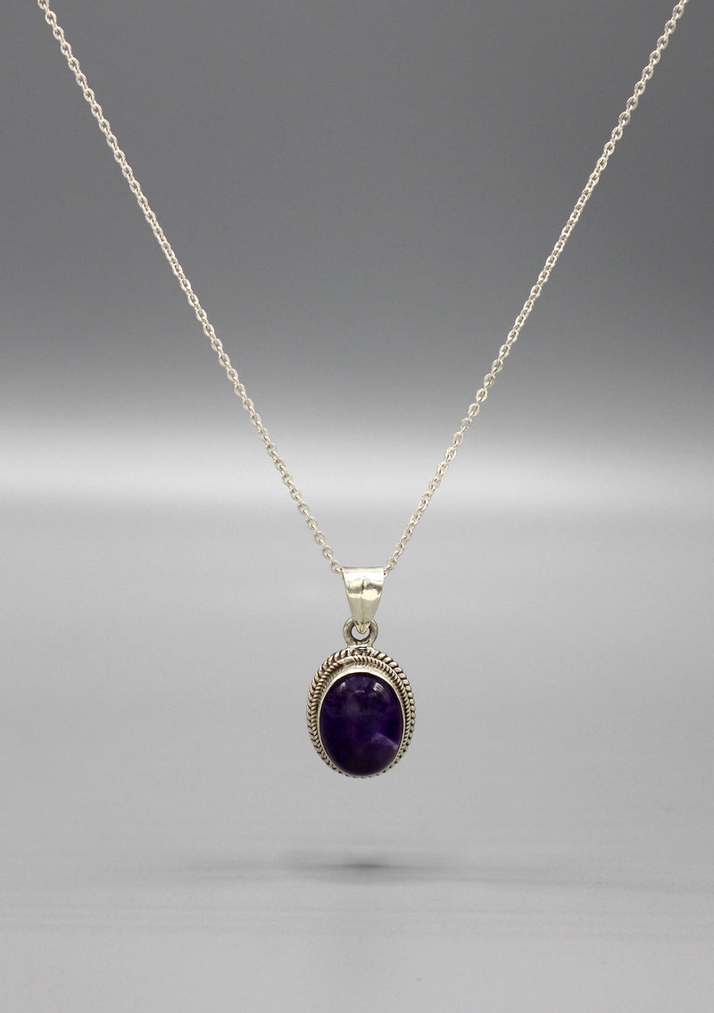 Charming Amethyst Inlaid Sterling Silver Pendant - nepacrafts