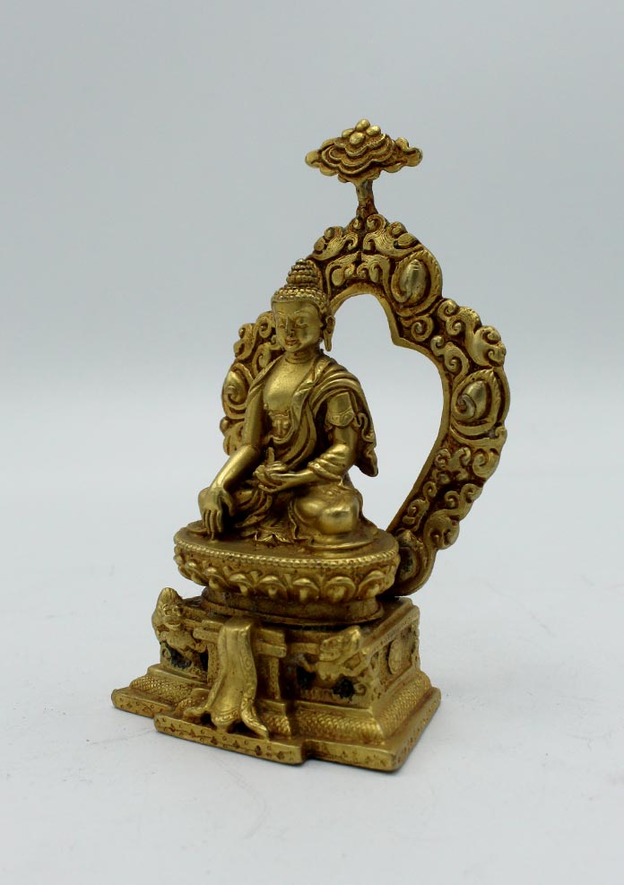 Gold Plated Shakyamuni Buddha Statue with Base 3.9 Inch