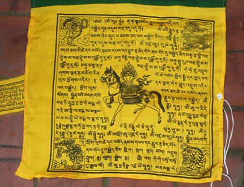 Polyester Mixed Silk Vertical Windhorse Prayer Flags
