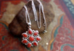 Beautiful Plumeria Flower Carved Coral Decoration 925 Silver Sterling Pendant - nepacrafts