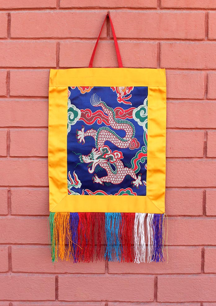 Dragon Embriodered Blue Wall Hanging Banner