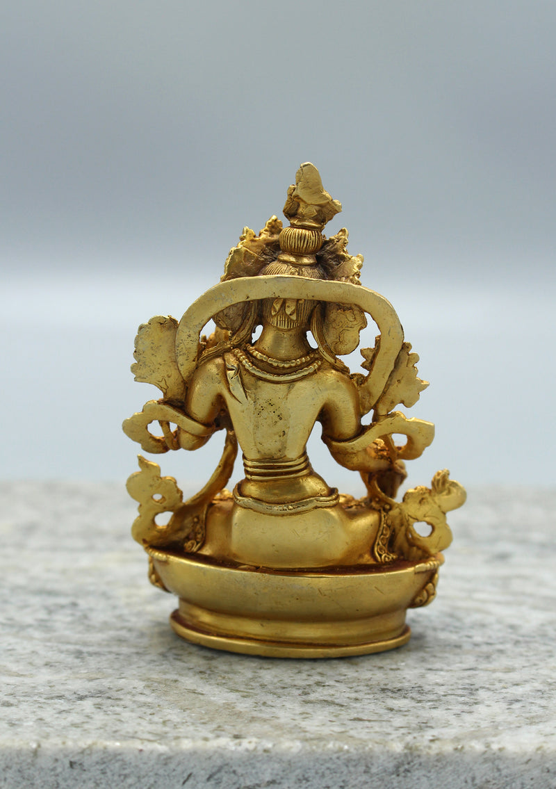 Gold Plated Tibetan White Tara Statue 3.5"