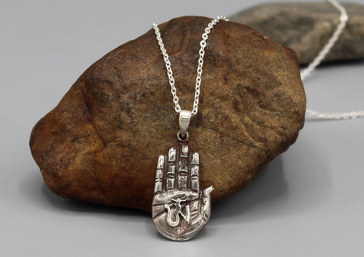 Hamsa, Hand of Fatima Sterling Silver Pendant - nepacrafts