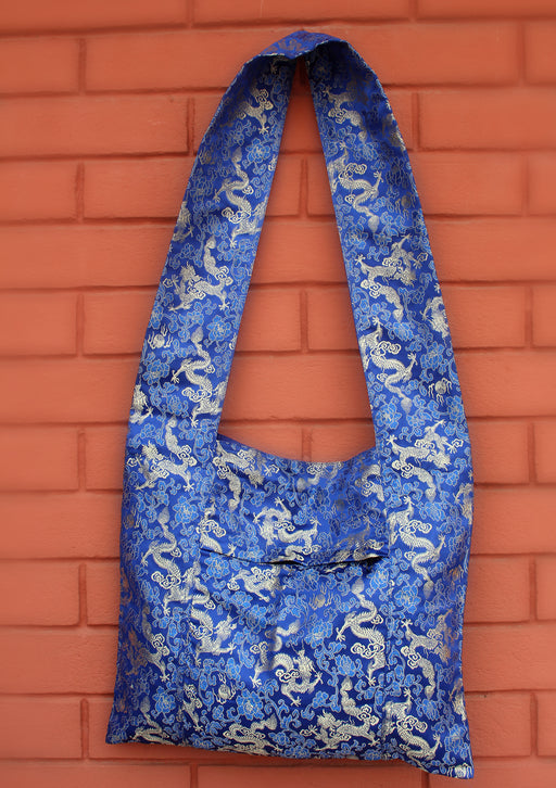 Blue Dragon Brocade Side Carry Bag - nepacrafts