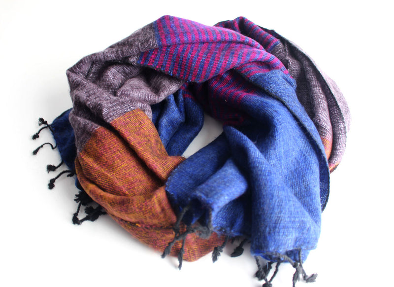 Blue Purple Lining Woolen Shawl of finest quality Nepal