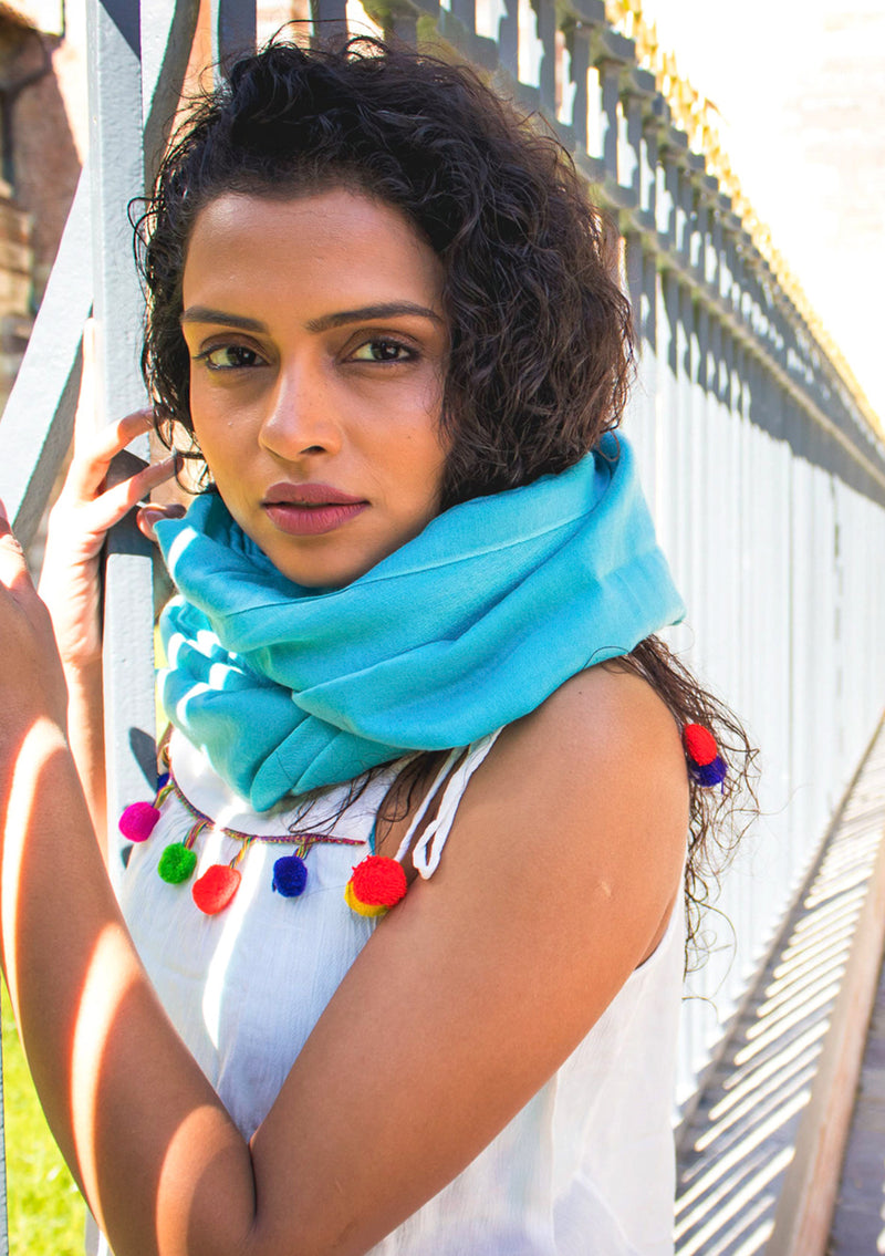 Turquoise Water Pashmina Shawl - nepacrafts