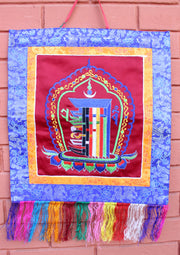 Tibetan Kalchakra Embroidery Wall Hanging - nepacrafts