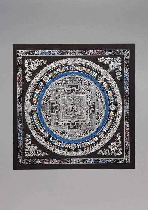 Silver Color Mandala Tibetan Thangka Painting Art