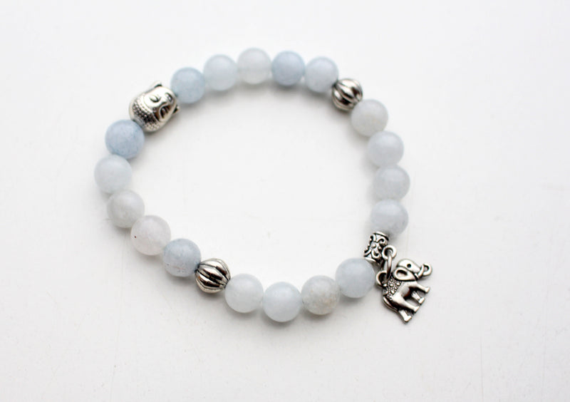 Buddha Head Counter with Elephant Charms Stone Bracelet - nepacrafts