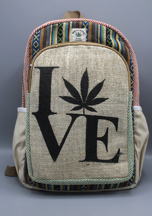 Love Printed Natural Hemp Backpack