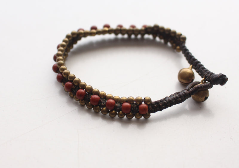 Brass Beads Teen Anklet with Bell - nepacrafts