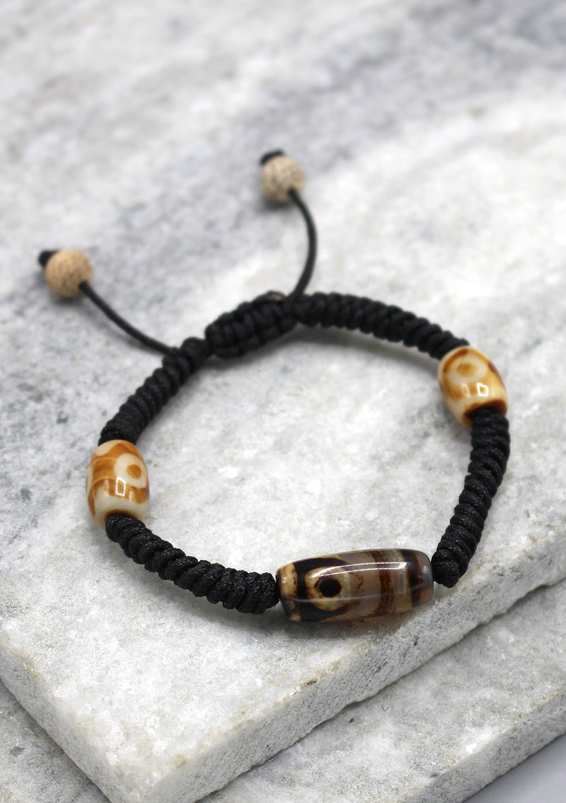 Two Eyes Dzi Bead in Lucky Knots Bracelet