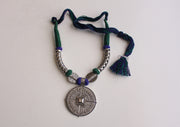 Elegant White Metal Mandala Tribal Pendant from Nepal - nepacrafts