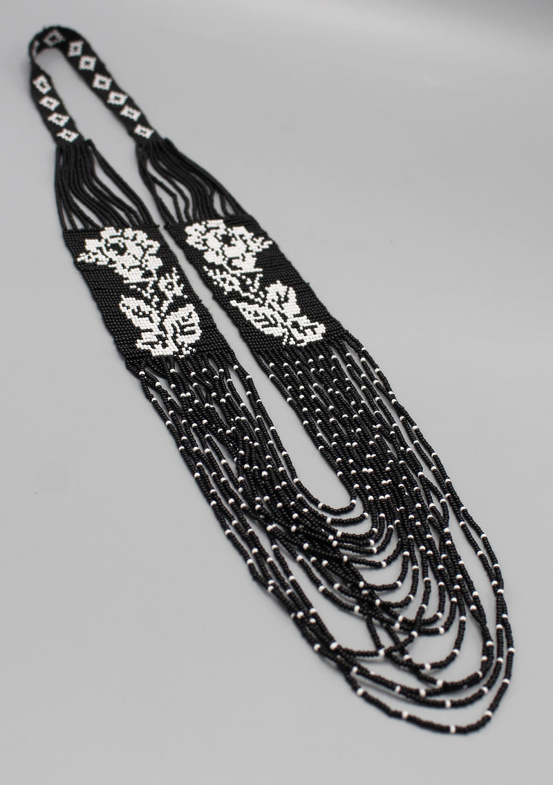 Black and White Multi-Layer Glass Beads Women's Necklace - nepacrafts