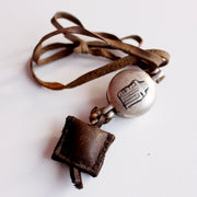 Double Dorjee White Metal Ghau Locket - nepacrafts