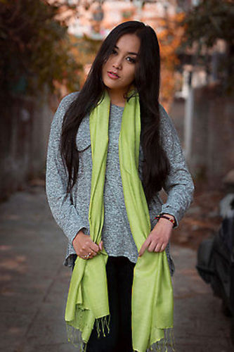 Soft Spring Silk Pashmina Shawl-Parrot Green
