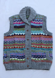 Handknitted Women's Multicolor Sleeveless Cardigan - nepacrafts