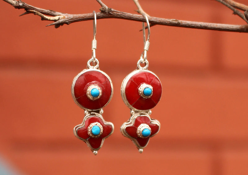 Elegant Floral Sterling Silver Dangle Earrings - nepacrafts