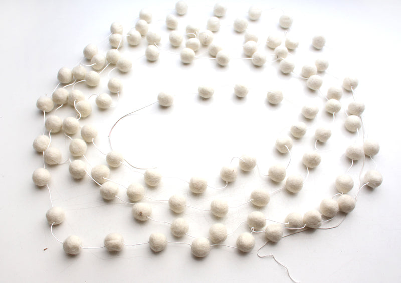All White Felt Ball Christmas Hanging Home Decor - nepacrafts