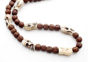 Rudraksha Beaded Prayer Mala with Skull Bone Counter - nepacrafts