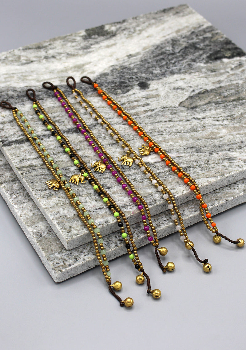 Elephant Charm and Colorful Beads Women's Anklet - nepacrafts