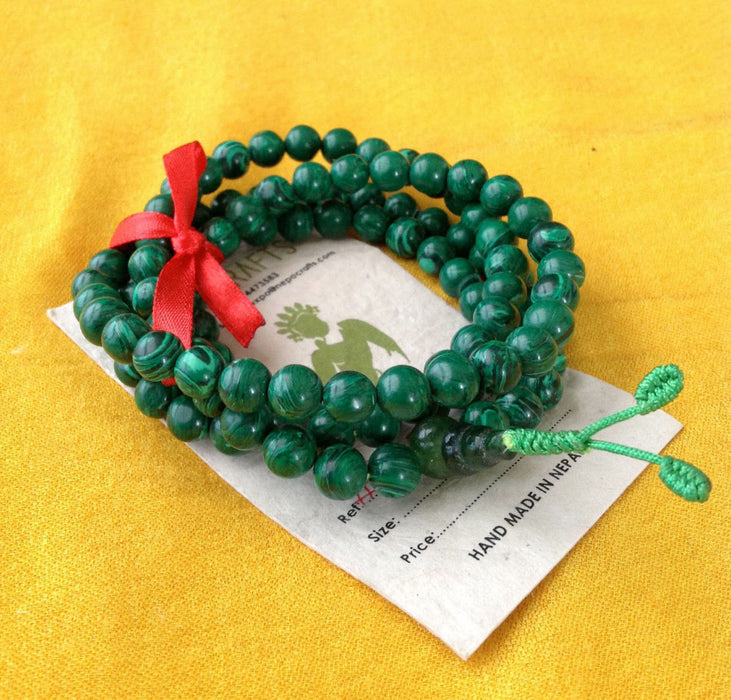108 Malachite Prayer Beads - nepacrafts
