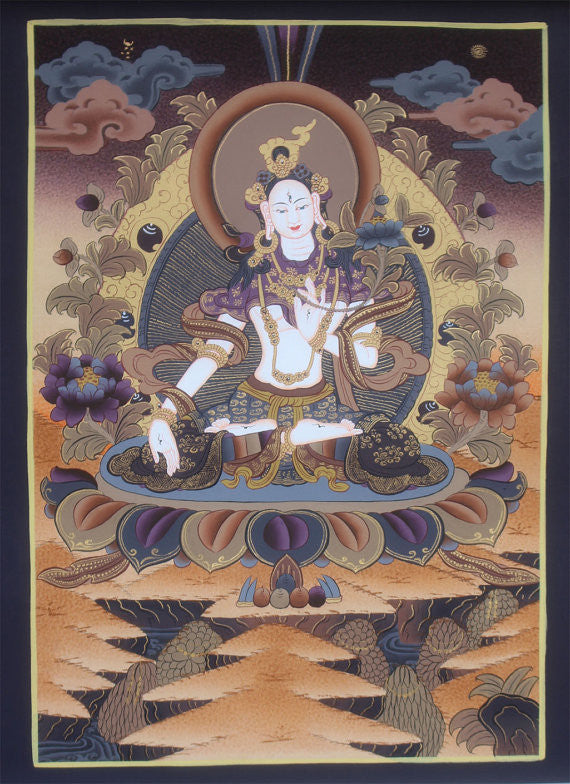 2.10 Tibetan Female Boddhisattva Goddess White Tara Thangka Painting