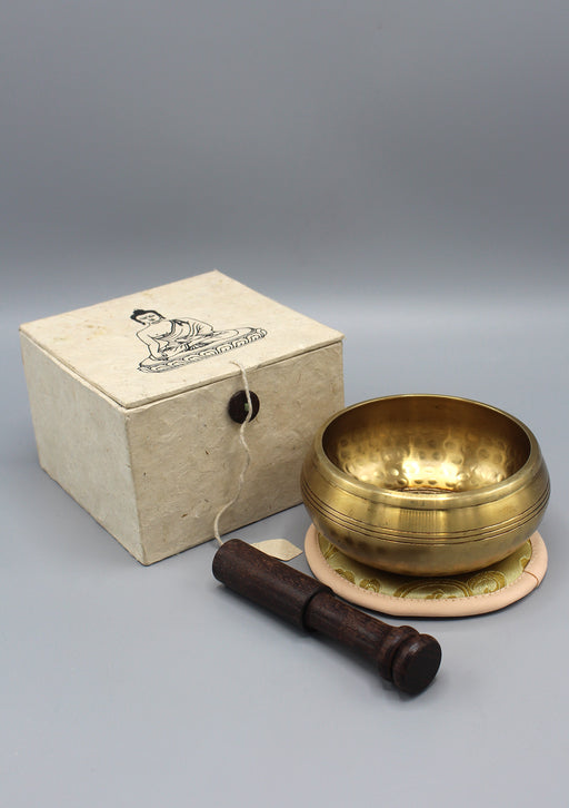 Pancha Buddha Embossed Tibetan Singing Bowl Gift Set - nepacrafts