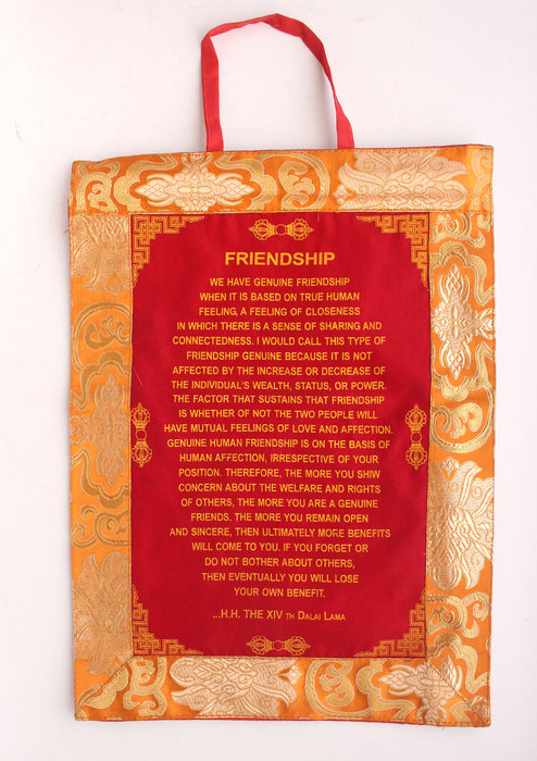 Beautiful H.H Dalai Lama's Sayings Brocade Wall Hanging - nepacrafts