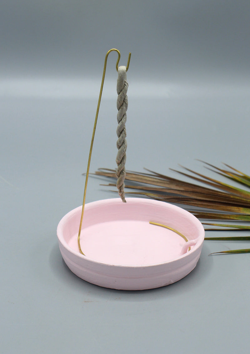 Ceramic Rope Incense Burner Pink