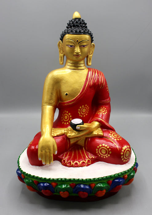 Handpainted Ceramic Shakyamuni Buddha Statue 14" H
