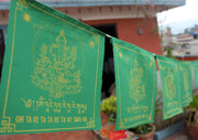 Green Tara Printed Tibetan Prayer Flag, All Green Cotton Prayer Flag - nepacrafts