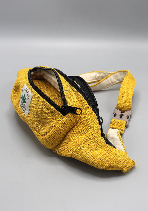 Yellow Hemp Fanny Pack, Hemp Waist Utility Belt, Hemp money bag