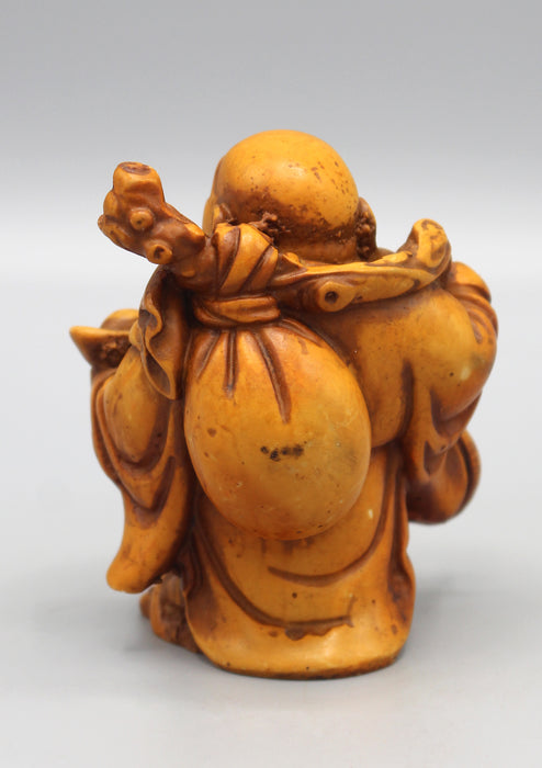Brown Laughing Buddha with Sack Resin Statue - nepacrafts