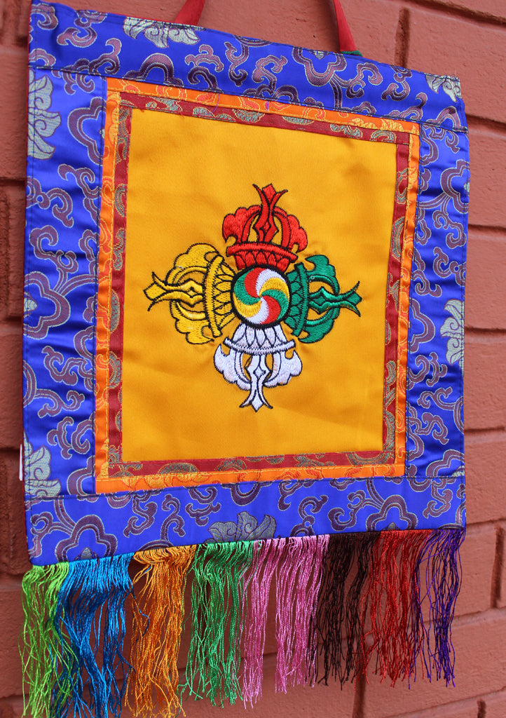 Double Dorjee Embroidery Wall Hanging - nepacrafts