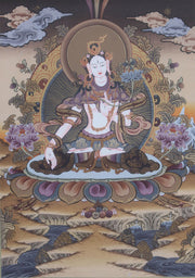 Beautiful White Tara Thangka Nepal 40x30cm