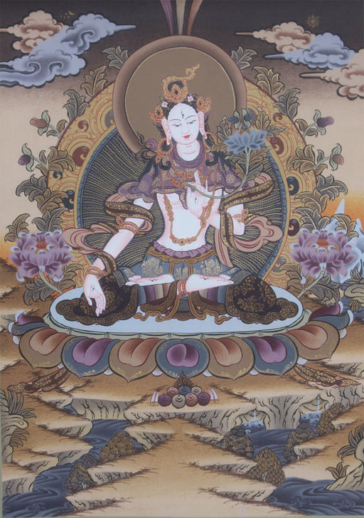 Beautiful White Tara Thangka Nepal 40x30cm
