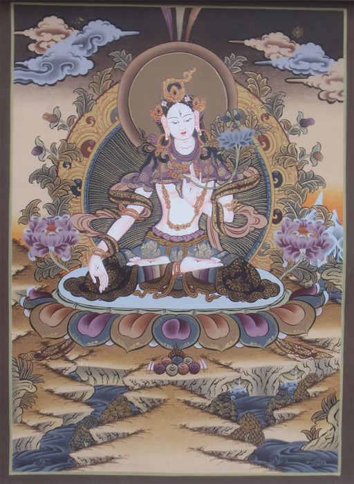 Beautiful White Tara Thangka Nepal 40x30cm