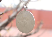 Coral and Turquoise Inlaid Om Mani Sterling Silver Pendant - nepacrafts
