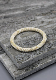 Plain White Glass Beads Roll on Bracelet - nepacrafts
