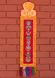 8 Auspicious Symbol Embroidery Wall Hanging - nepacrafts
