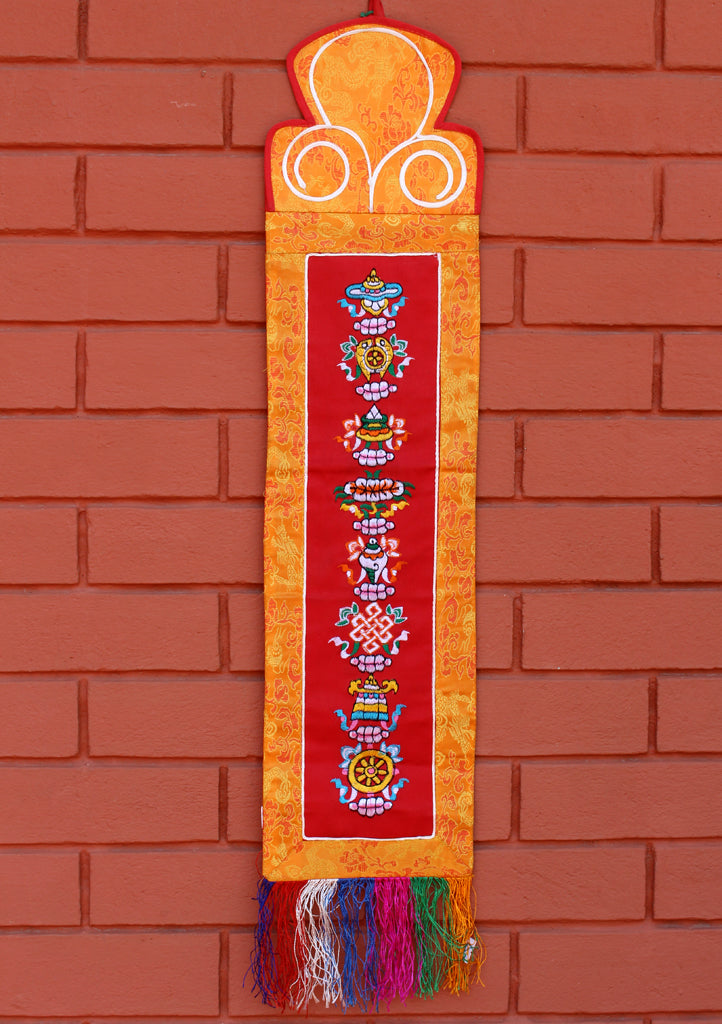 8 Auspicious Symbol Embroidery Wall Hanging - nepacrafts