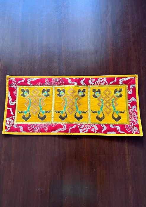 Eternal Knot Yellow Altar Cloth wih Red Brocade