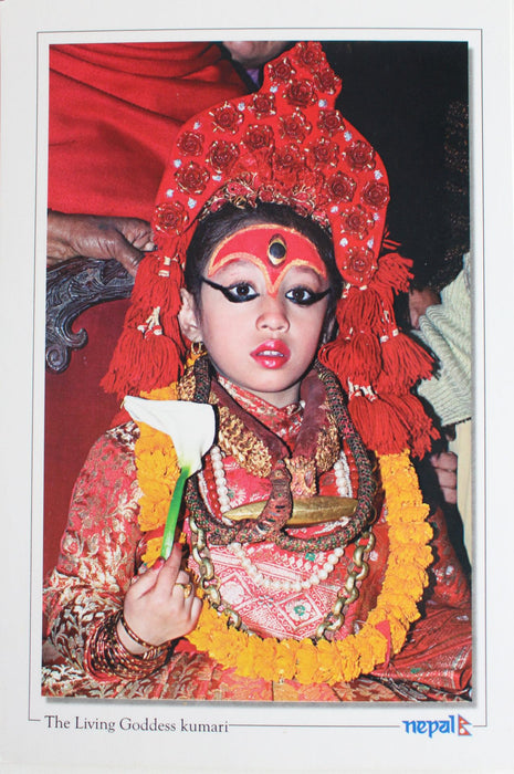 Nepal's Living Goddess Kumari Postcard - nepacrafts