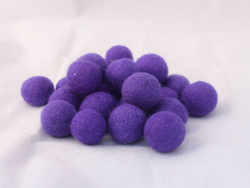 2 cm/20mm Felt Balls-Blue, Purple, Yellow, Brown, Pink - nepacrafts