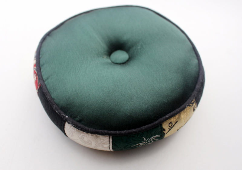 Colorful Handmade Silk Singing Bowl Cushion with Border - nepacrafts