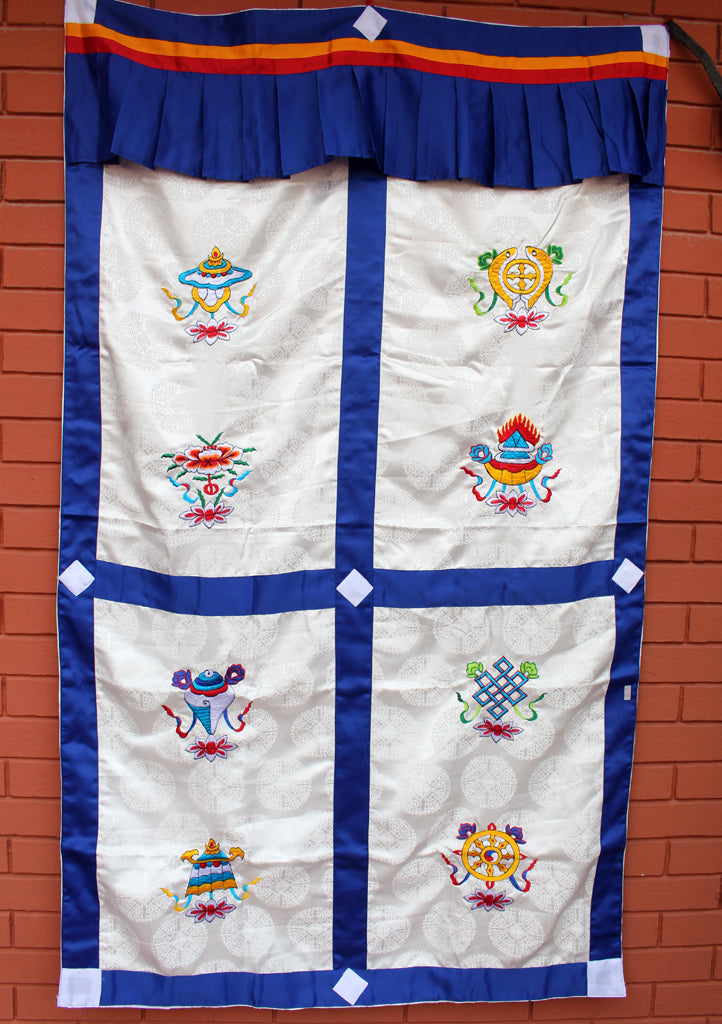 Tibetan Eight Auspicious Silk Door Curtain