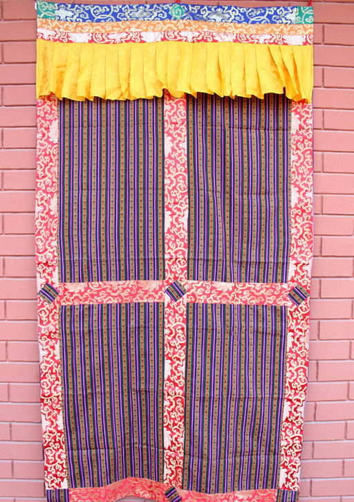 Silk Border Bhutanese Fabric Door/ Wall Hanging Curtain - nepacrafts