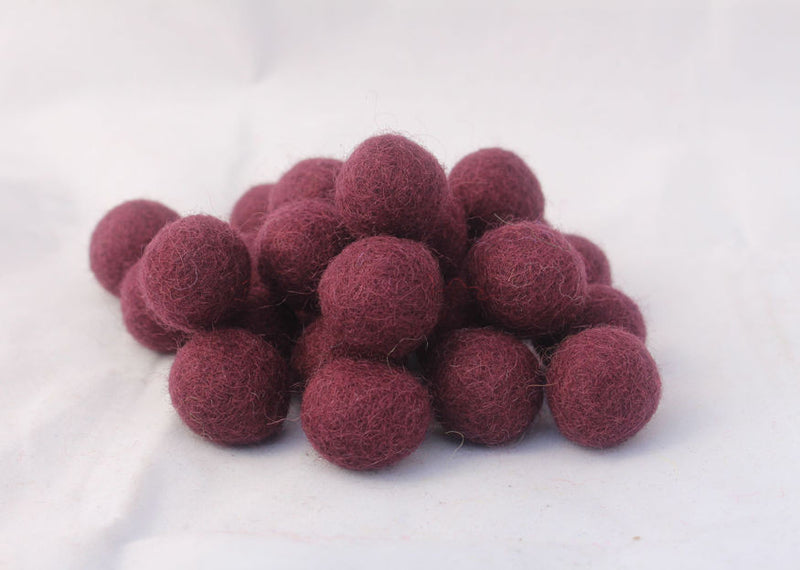 2 cm/20mm Felt Balls-Blue, Purple, Yellow, Brown, Pink - nepacrafts